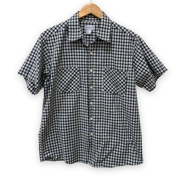 Carhartt Men's‎ Plaid Shirt Short Sleeve Button Down Cotton Size Large - Picture 1 of 7